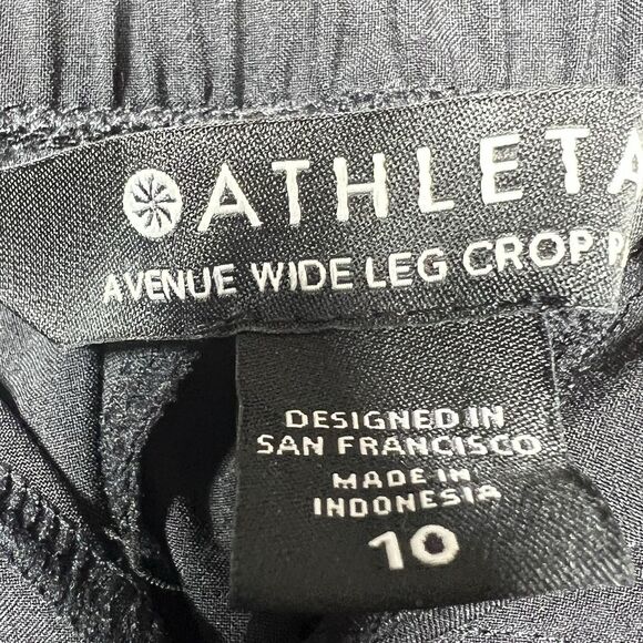 Athleta Pants Womens 10 Black Avenue Wide Leg Crop High Rise Straight Logo - Picture 9 of 12